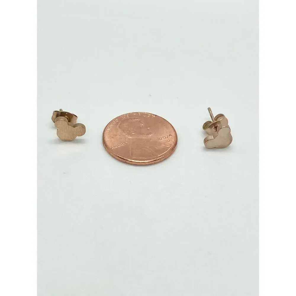 Rose Gold Stainless Steel Mickey Mouse Silhouette Stud Earrings